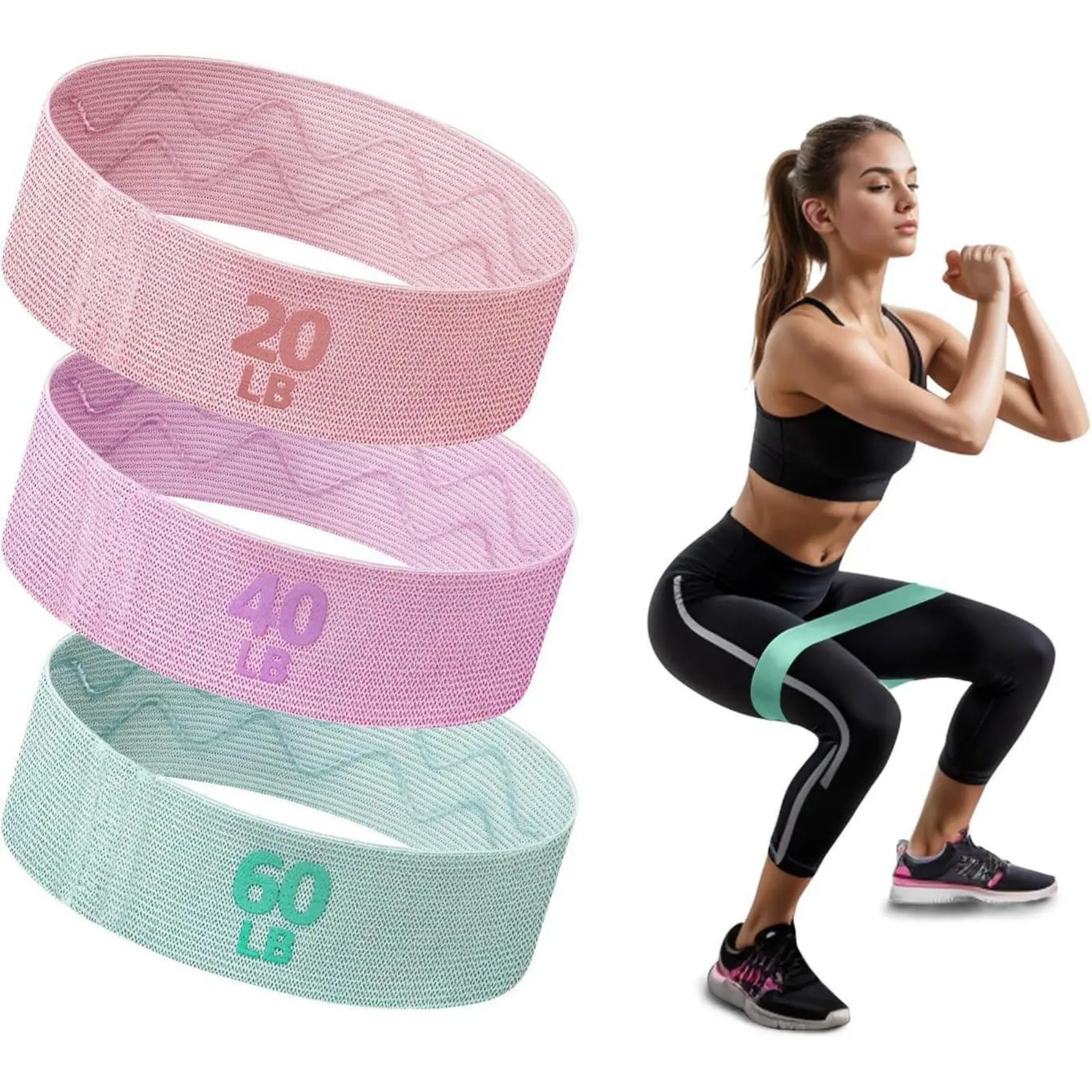 Resistance Bands for Working Out,3 Set of Exercise Bands,Fabric Workout Bands, Pilates,Fitness and Home Workout