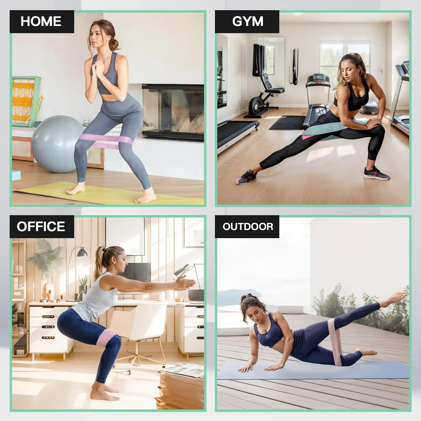Resistance Bands for Working Out,3 Set of Exercise Bands,Fabric Workout Bands, Pilates,Fitness and Home Workout